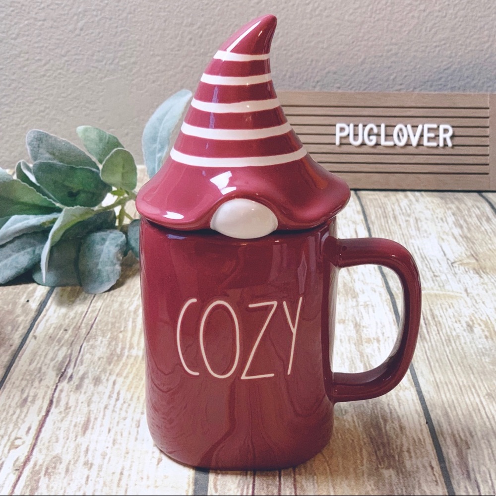RAE DUNN mug with gnome topper { COZY }